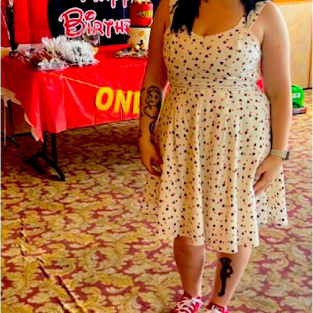 Disney Lauren Conrad Minnie Mouse Print Fit and Flare Dress Sundress size 8